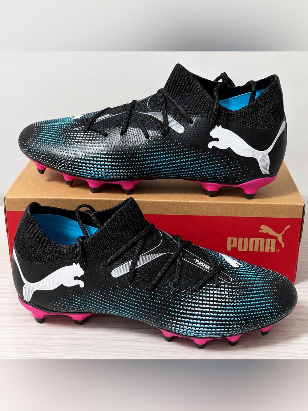 PUMA Future 7 Match FG/AG Women's Soccer Cleats Black Pink Size 8.5